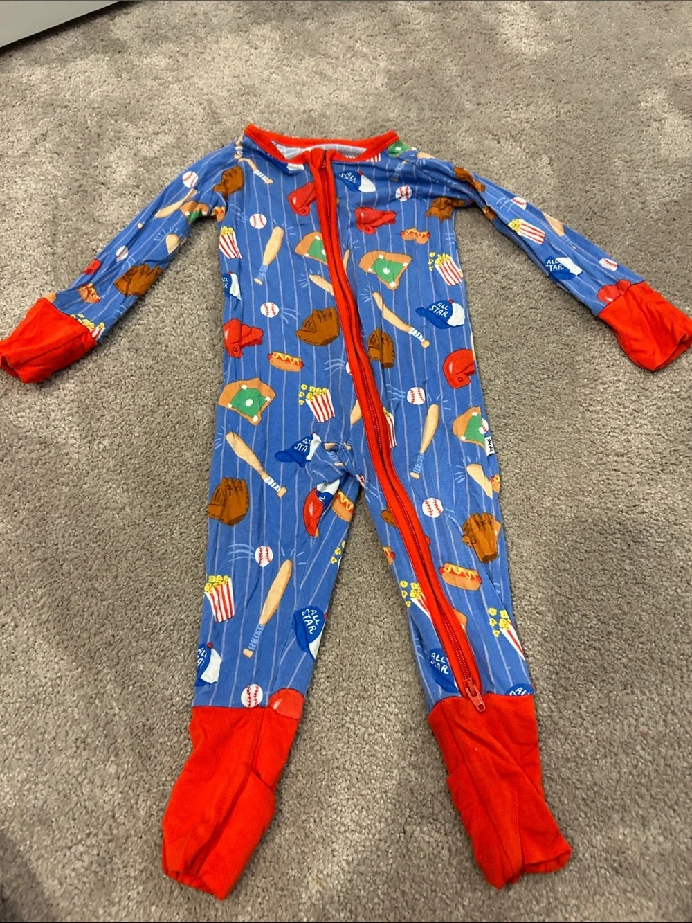 Little Sleepies Baseball Print Zippy